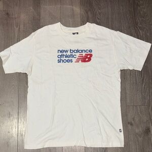 New Balance White and Blue Logo T-Shirt